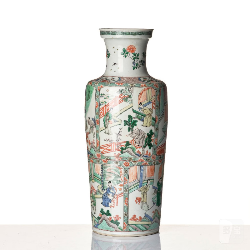 A famille verte roleau vase, - 图4